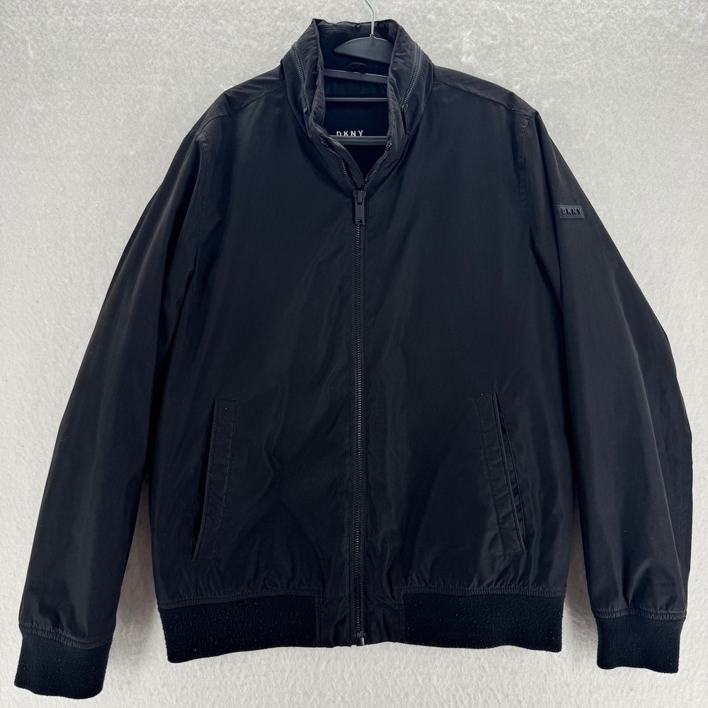DKNY - Bomber Jacket Full Zip Hidden Hood - Black - M - Mens